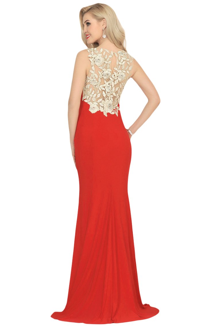 Sexy V Neck Prom Dresses Mermaid Spandex With Appliques Sweep Train