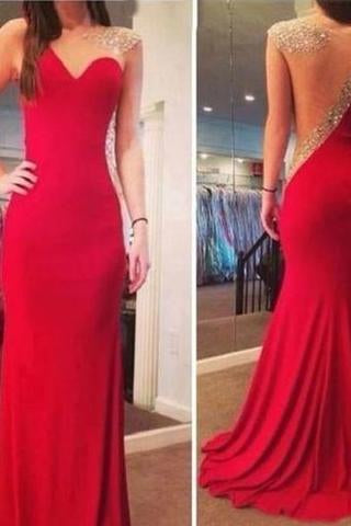 hot pink long prom dress beaded mermaid evening dress charming prom dresses uk BD3760