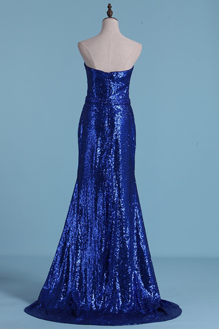 Prom Dresses Mermaid Sweetheart Sequins With Beads And Slit