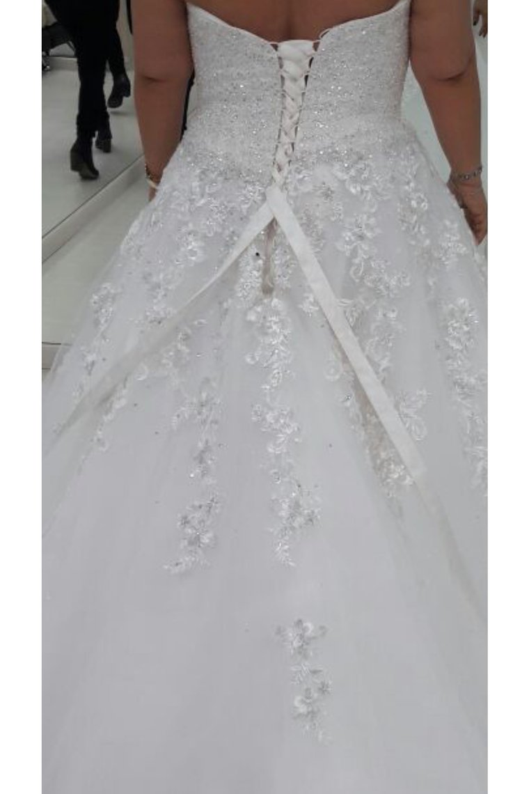 Wedding Dresses Sweetheart Tulle A Line With Applique And Beads Lace Up