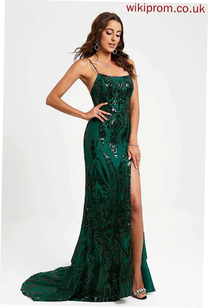 Sweep Scoop Neck Prom Dresses Cailyn Train With Sequined Sequins Trumpet/Mermaid