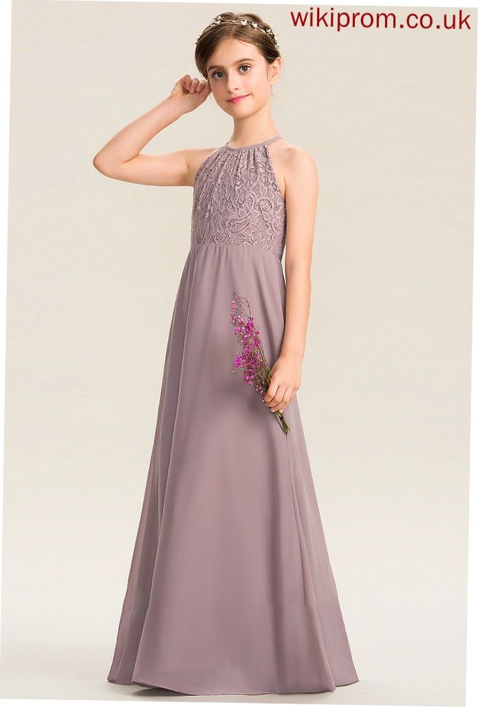 Kirsten A-LineScoopNeckFloor-LengthChiffonLaceJuniorBridesmaidDressWithRuffle#173272 Junior Bridesmaid Dresses