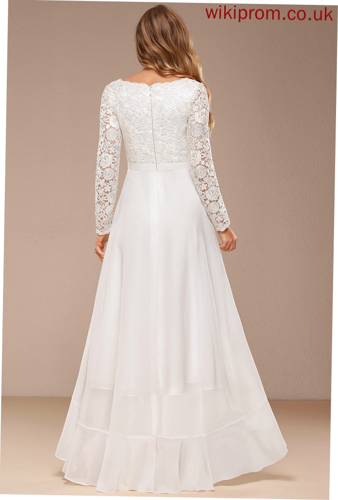 Dress Wedding Wedding Dresses Asymmetrical Chiffon V-neck Lace A-Line Paityn