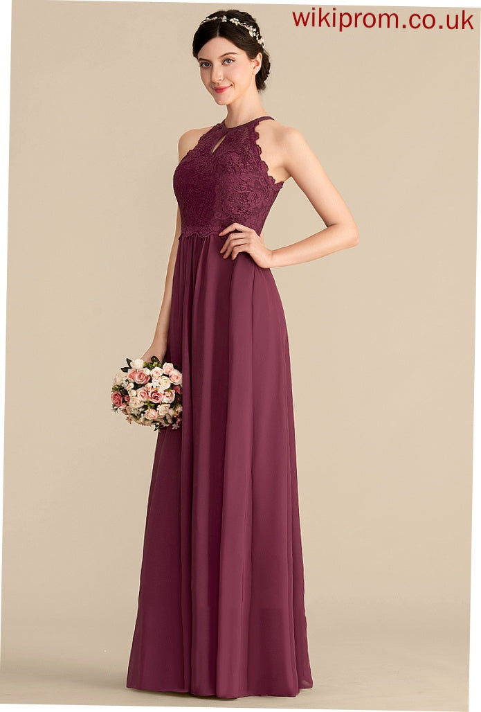 Lace Chiffon Scoop Angie A-Line Prom Dresses Floor-Length