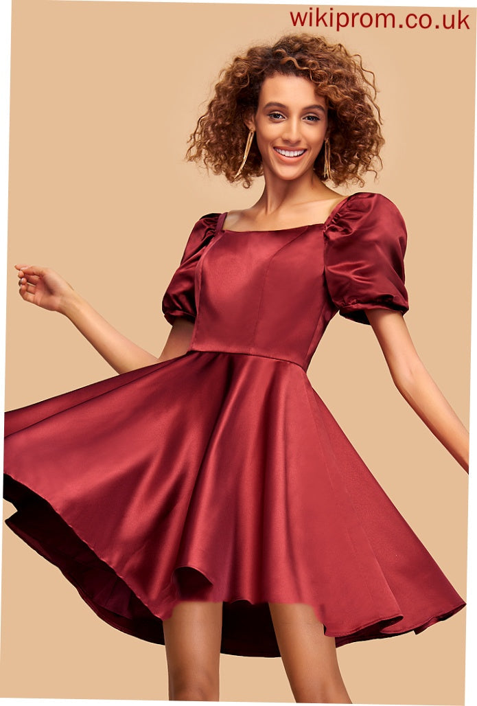 Short/Mini Dress Homecoming Sabrina Homecoming Dresses Neckline Satin Square A-Line