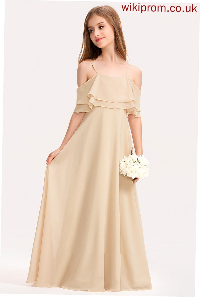 Kamila Cascading With Chiffon Ruffles Off-the-Shoulder Junior Bridesmaid Dresses Floor-Length A-Line