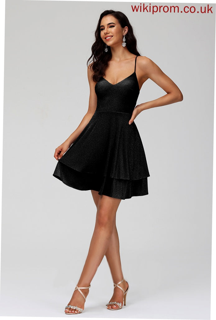 Sequins V-neck Homecoming Dress A-Line Salma With Short/Mini Homecoming Dresses Jersey