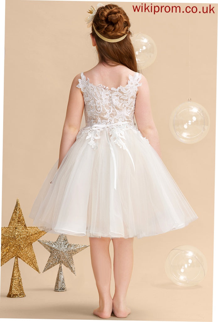 Knee-length Kasey A-Line Flower Girl Dresses Girl Straps - Flower Dress Tulle/Lace Sleeveless