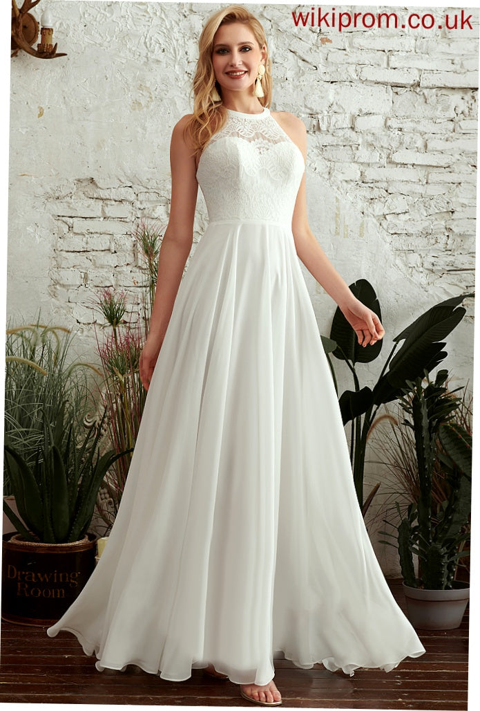 Chiffon Londyn Dress Wedding Dresses A-Line Scoop Wedding Floor-Length Lace