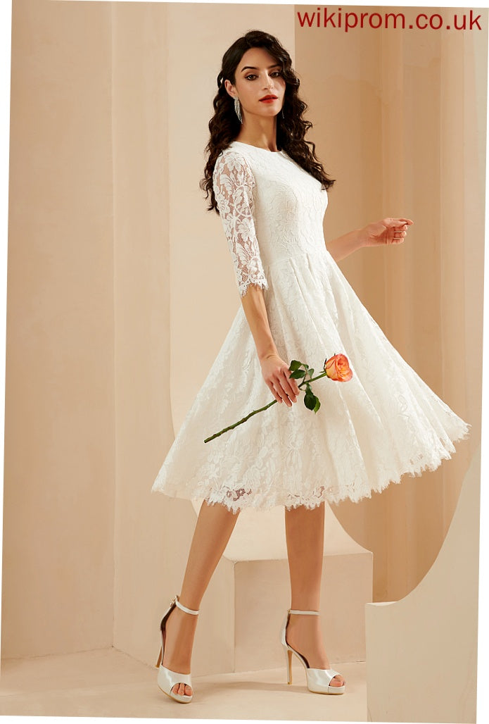 Scoop Wedding Dress Stephanie Knee-Length Wedding Dresses Lace A-Line