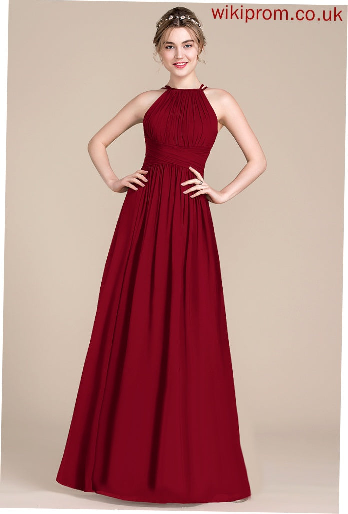 Chiffon Ruffle With Janelle Scoop Floor-Length Prom Dresses A-Line