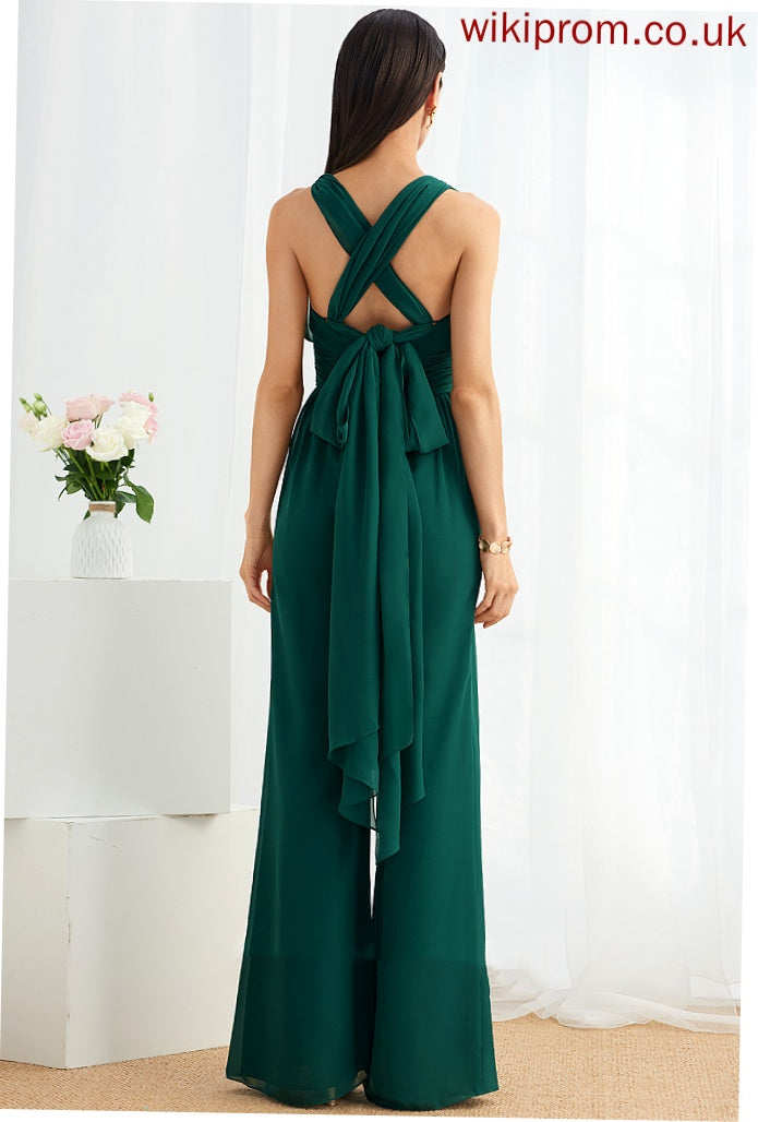 Straps Ruffle Floor-Length V-neck Fabric Length Embellishment Neckline Halter One-Shoulder HighNeck Jenna Bridesmaid Dresses