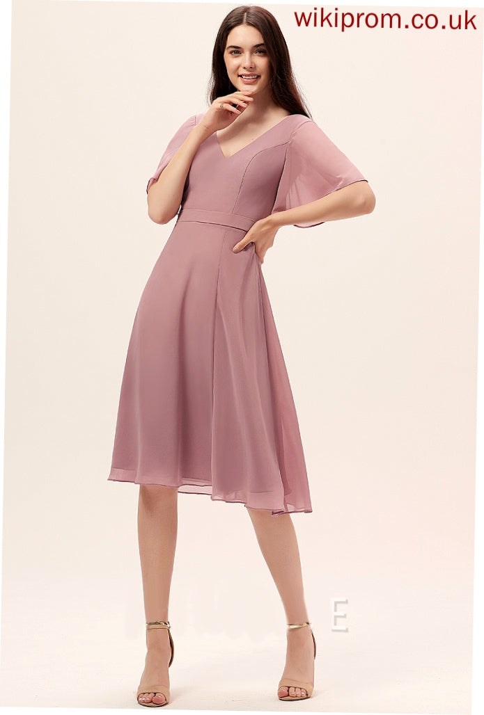 Cocktail Gracie A-Line With Knee-Length Dress Cocktail Dresses Chiffon Front Split V-neck