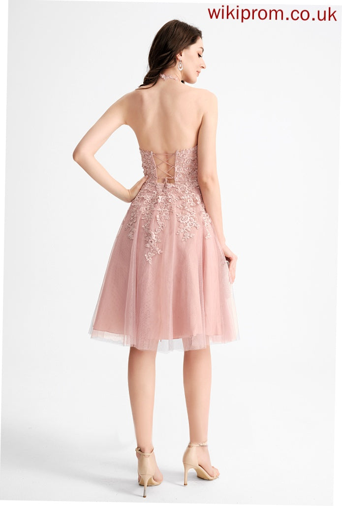 Dress Scoop Addisyn Lace Knee-Length With Homecoming A-Line Homecoming Dresses Neck Tulle