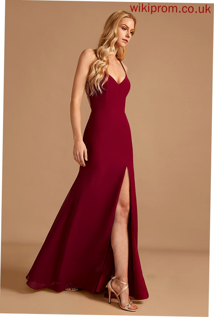 Embellishment Silhouette V-neck Length Floor-Length Fabric Neckline Trumpet/Mermaid SplitFront Kay Floor Length Natural Waist Bridesmaid Dresses