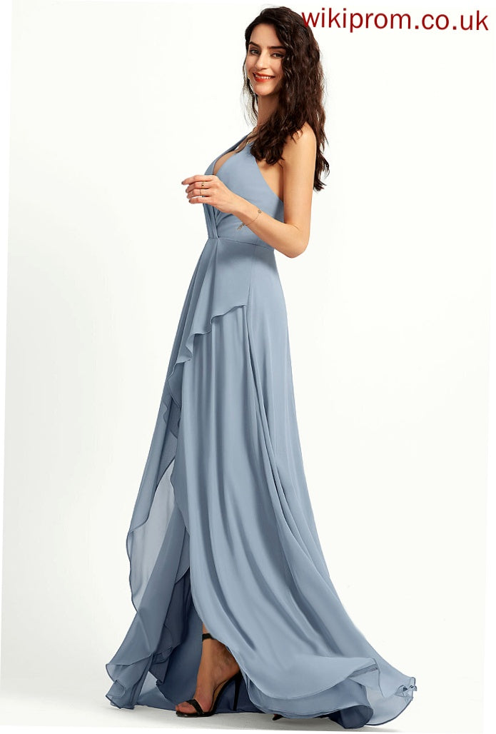 Chiffon A-Line Rosalind Prom Dresses V-neck Asymmetrical