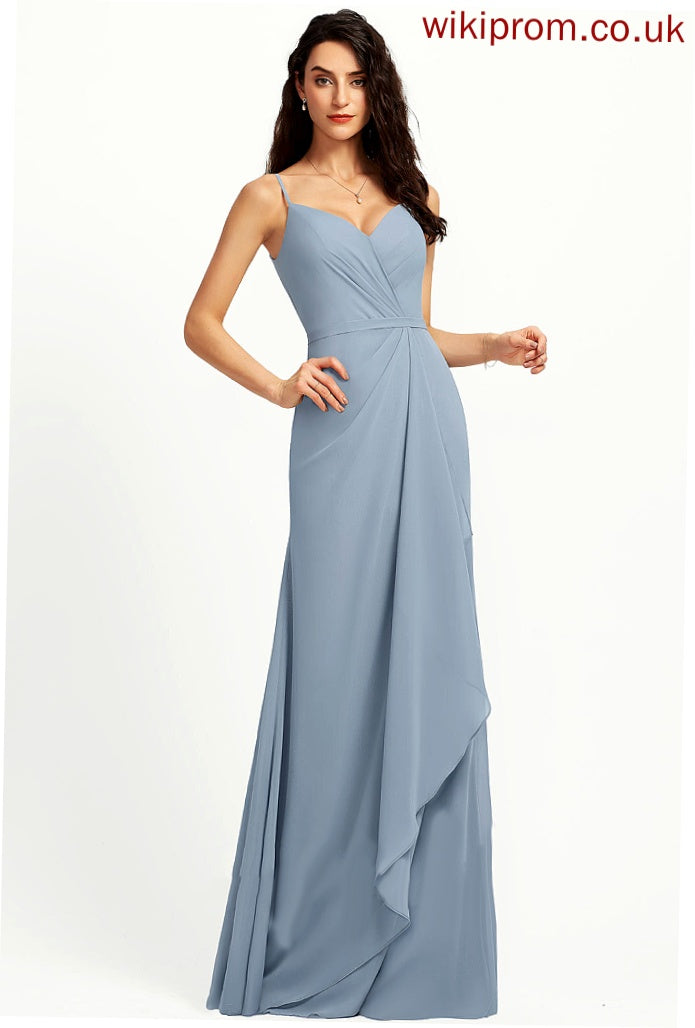 Neckline Silhouette Floor-Length V-neck Sheath/Column Fabric Straps Length Yaretzi A-Line/Princess Natural Waist Floor Length Bridesmaid Dresses