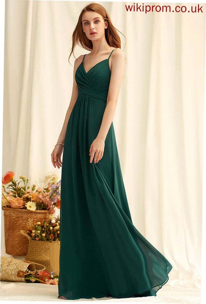 Length A-Line Floor-Length Embellishment V-neck Ruffle Fabric Neckline Silhouette Jayda A-Line/Princess Sleeveless Bridesmaid Dresses