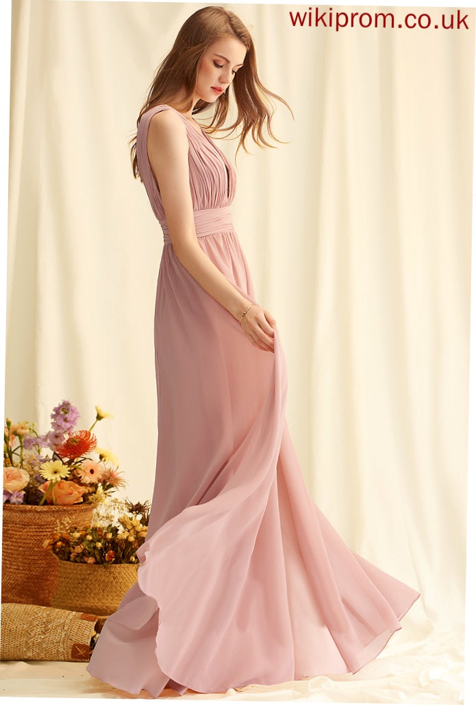 Straps&Sleeves Fabric Floor-Length Length A-Line Neckline V-neck Silhouette Carissa A-Line/Princess Floor Length Sleeveless Bridesmaid Dresses