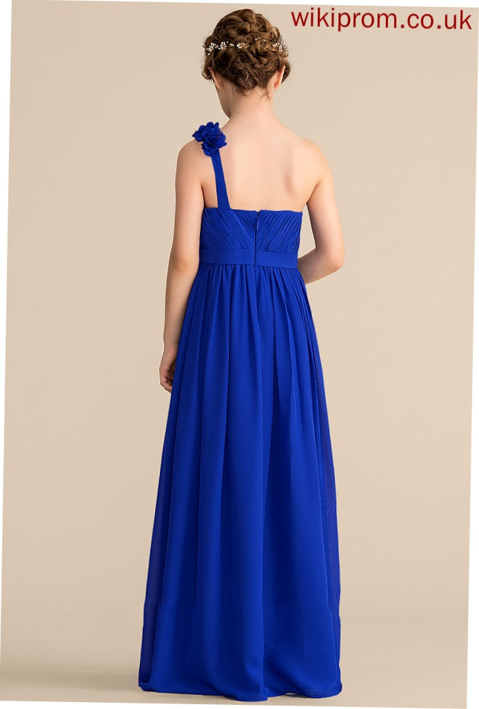 Flower(s) With Kamryn A-Line Chiffon One-Shoulder Ruffle Floor-Length Junior Bridesmaid Dresses