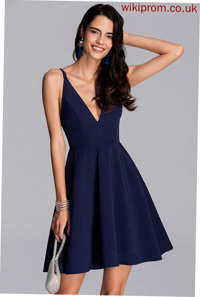 Homecoming Dresses V-neck A-Line Stretch Homecoming Dress Crepe Short/Mini Camryn