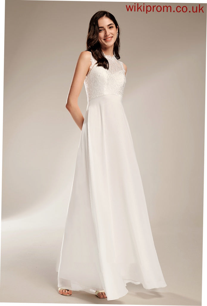 Floor-Length Neck With Wedding Lace Dixie Chiffon Scoop Wedding Dresses Dress A-Line