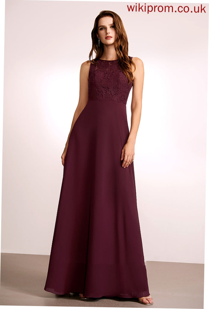 RegularStraps Floor-Length Fabric Silhouette Straps Sleeve Length A-Line Lace Iris Satin Natural Waist Bridesmaid Dresses