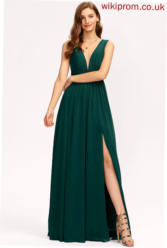 Floor-Length A-Line Prom Dresses Chiffon V-neck Rowan