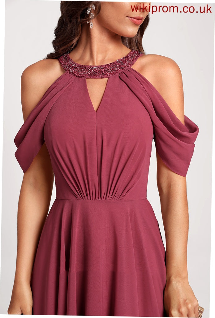 Cocktail Neck With Asymmetrical Dress Club Dresses Sequins Chiffon A-Line Beading Eleanor Scoop