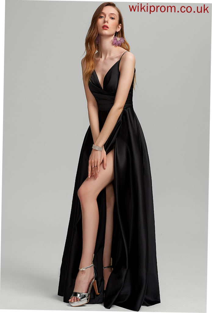 Neckline Length Ruffle A-Line Silhouette V-neck Floor-Length Fabric Embellishment Akira Bridesmaid Dresses