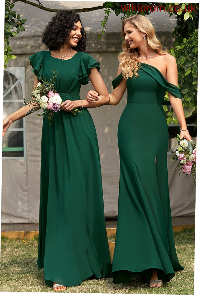 Silhouette Neckline One-Shoulder Fabric Floor-Length Trumpet/Mermaid Length SplitFront Embellishment Kristin A-Line/Princess V-Neck Bridesmaid Dresses