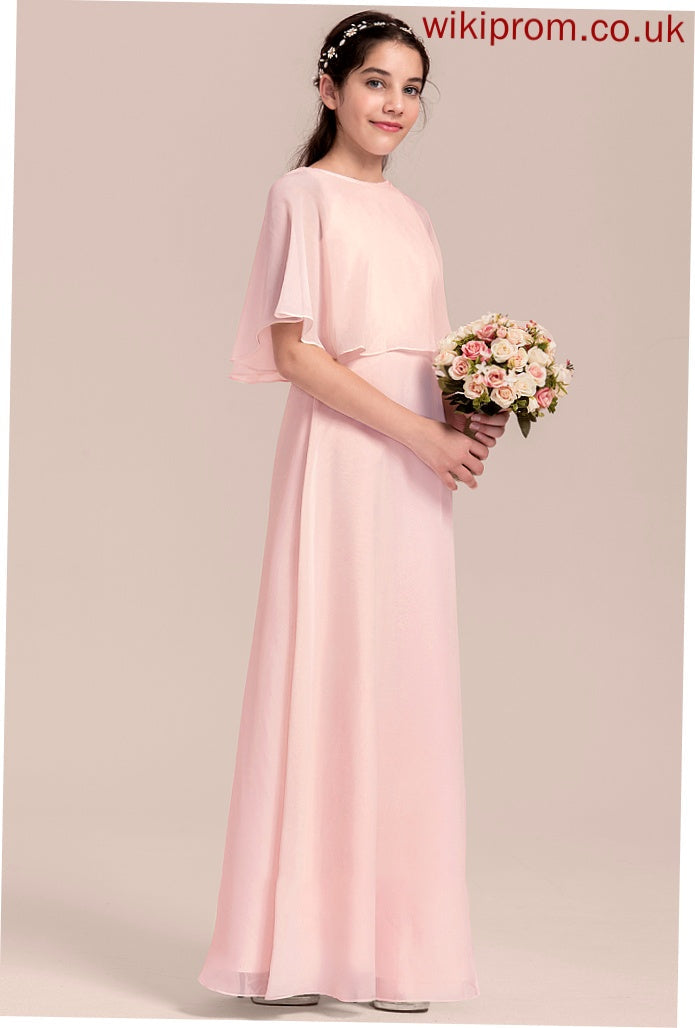 Neck Chiffon Junior Bridesmaid Dresses A-Line Sienna Floor-Length Scoop