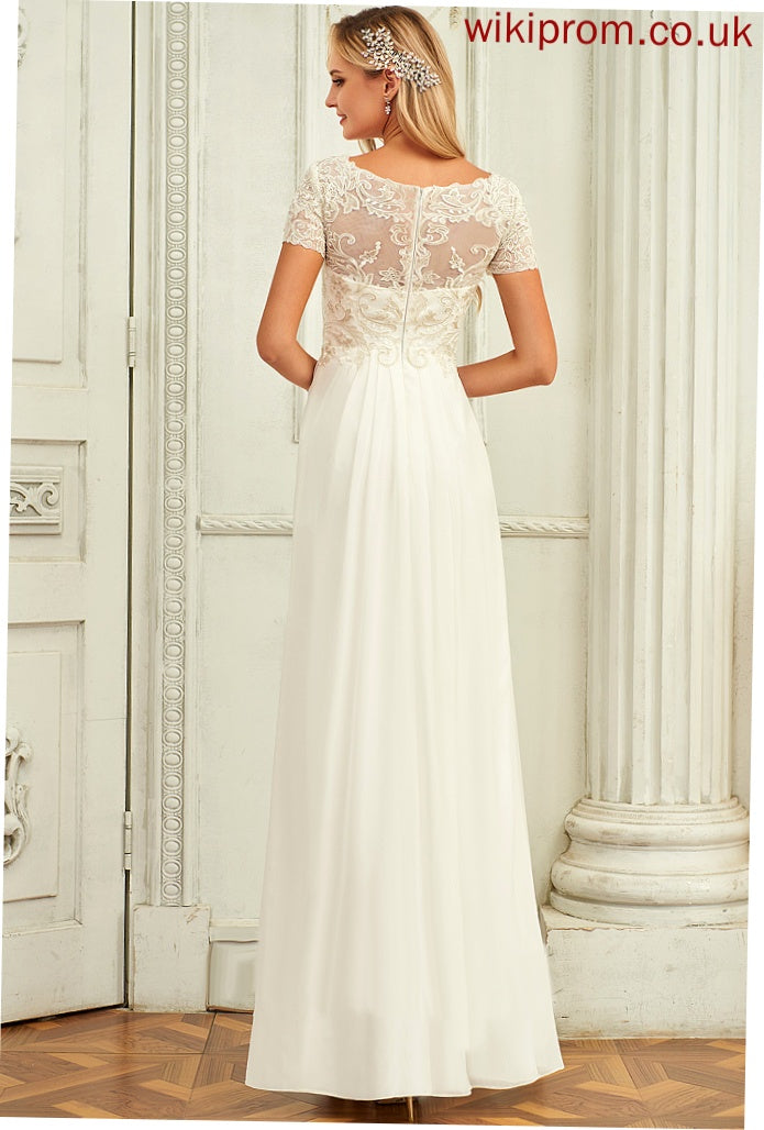 Chiffon Floor-Length V-neck Dress Wedding Dresses Wedding A-Line Nola