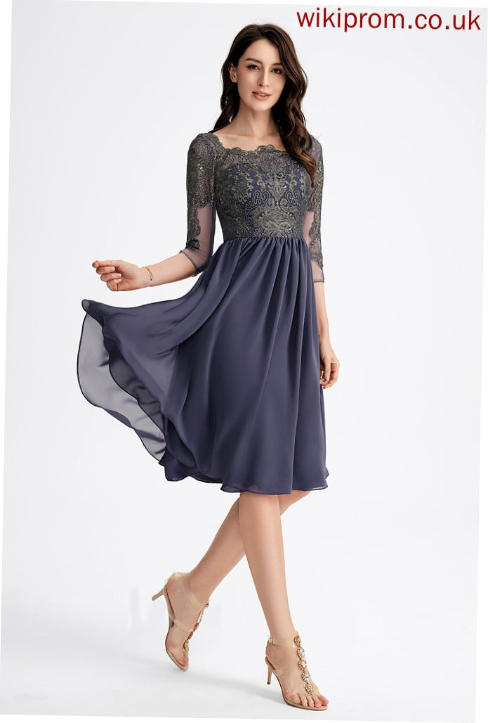 Chiffon Square Kira Lace Dress Cocktail Dresses Cocktail Neckline A-Line With Knee-Length Lace