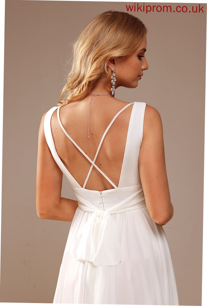 Sweep V-neck A-Line Chiffon Wedding Wedding Dresses Dress Katelynn Train