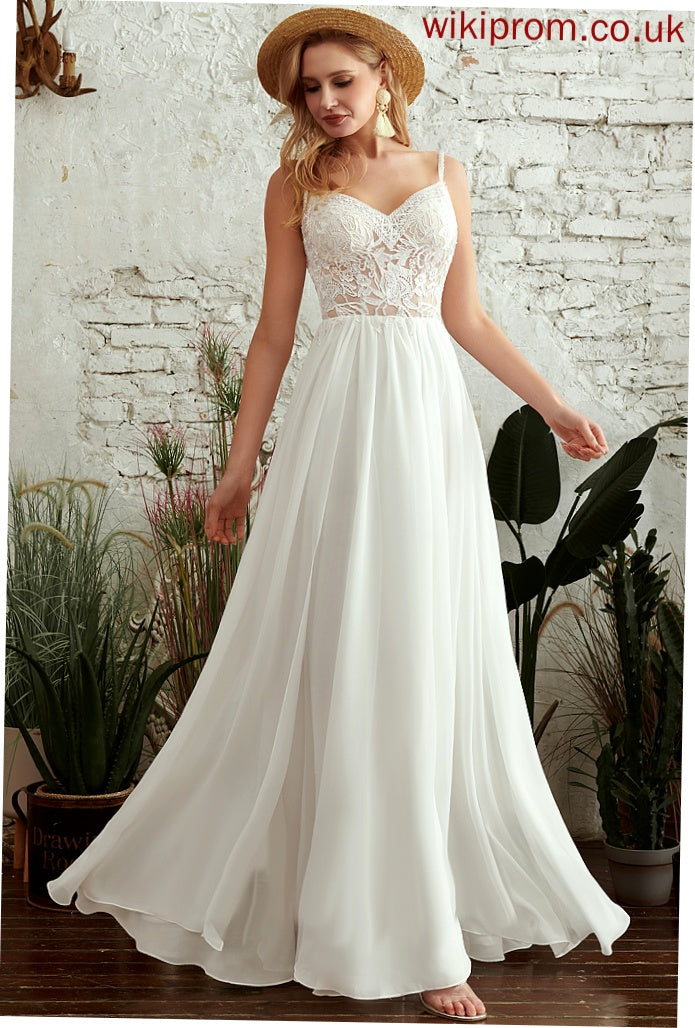 V-neck Dress Floor-Length A-Line Chiffon With Beading Wedding Dresses Wedding Lace Sierra