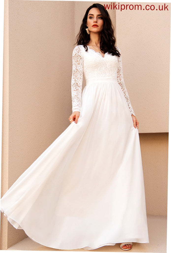 Wedding Wedding Dresses Summer V-neck Floor-Length Chiffon A-Line Dress