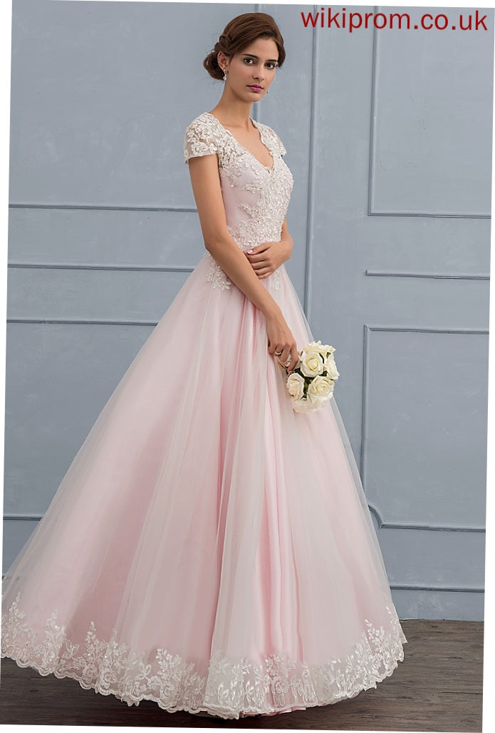 Alexia Wedding Floor-Length Beading V-neck With Wedding Dresses Tulle Sequins Dress Lace Ball-Gown/Princess