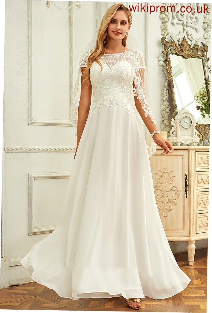 Wedding Dresses Chiffon With Dress Neck Wedding Scoop Floor-Length Sequins Lace Lilliana