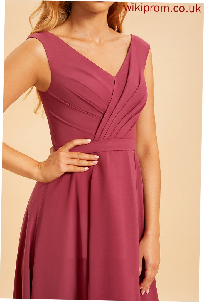 A-Line V-neck Length Fabric Silhouette Asymmetrical Embellishment Ruffle Neckline Kendal Natural Waist Spandex Bridesmaid Dresses