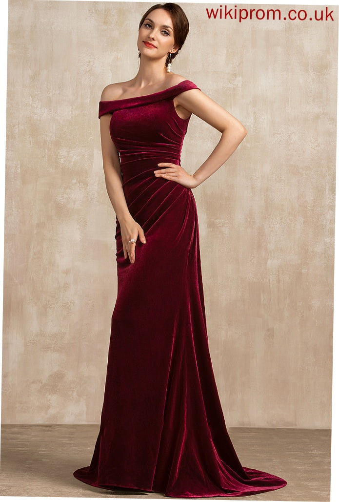 Velvet of Mother of the Bride Dresses Dress Bride Train Ruffle Autumn Sweep the Off-the-Shoulder With Mother Trumpet/Mermaid