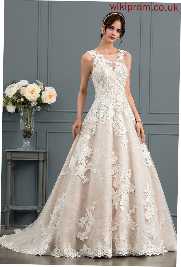 Court Nora Lace With Ball-Gown/Princess Wedding Dresses Tulle Beading Wedding Sequins Dress Train Illusion