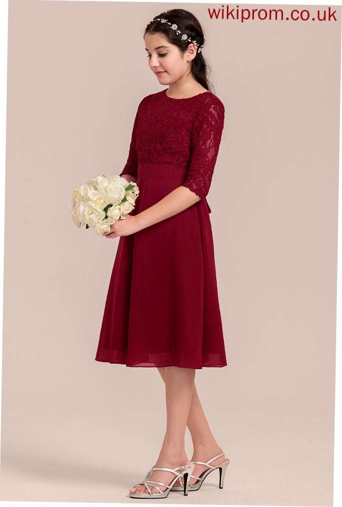 Thirza Junior Bridesmaid Dresses Knee-Length Chiffon Scoop Neck A-Line