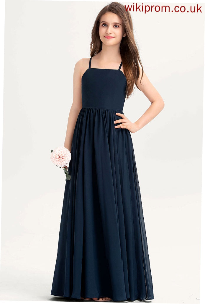 Chiffon Junior Bridesmaid Dresses With Floor-Length Ainsley A-Line Neckline Bow(s) Square