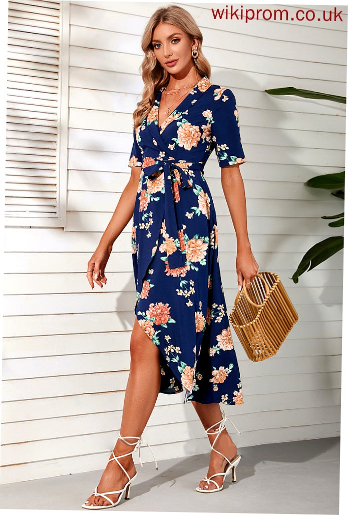 Chiffon V-Neck Dresses 1/2 Chana Sheath Vacation Club Dresses Midi Sleeves