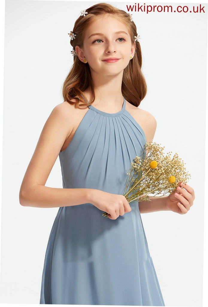 Neck Scoop With Ruffle Nellie A-Line Chiffon Junior Bridesmaid Dresses Floor-Length