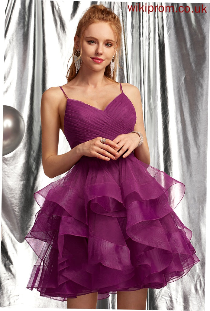 Homecoming Tulle Dress Ball-Gown/Princess Homecoming Dresses Arianna V-neck Short/Mini