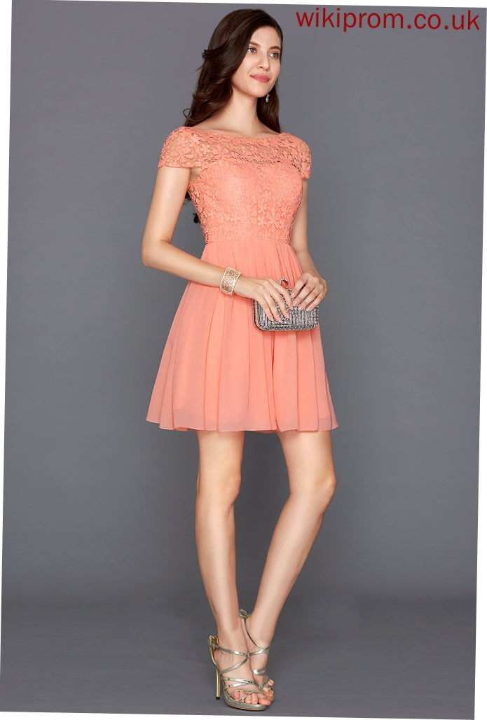 Lace Arely Short/Mini Neck Chiffon A-Line Cocktail Dresses Cocktail Scoop Dress