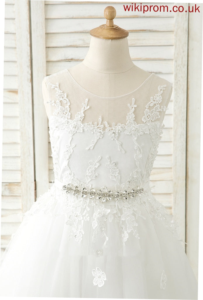 '- Thalia Neck Flower Dress Girl Flower Girl Dresses Scoop A-Line Sleeveless Tulle/Lace Floor-length