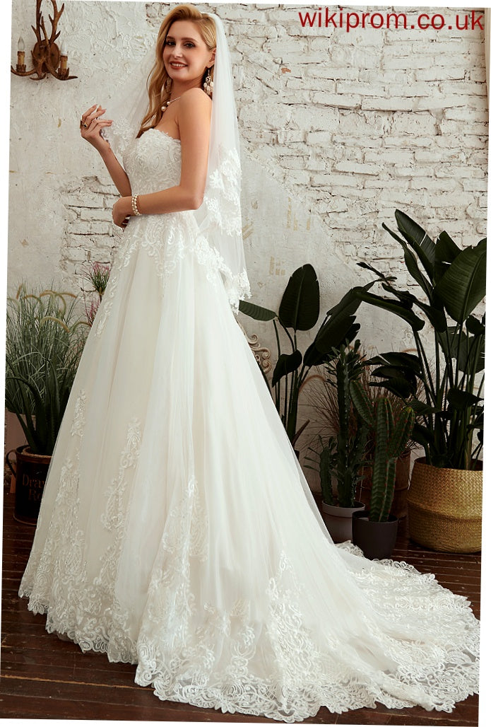 Wedding Dresses Train Aliana With A-Line Dress Tulle Lace Sweetheart Wedding Court